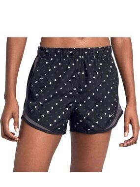Nike Tempo Dri-Fit sz L Black w Polka Dot mid-rise lined Athletic running Shorts